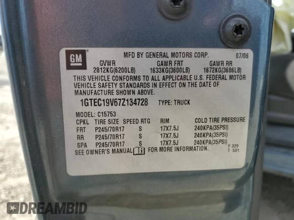 2007 GMC Sierra 1500 SLE1 with VIN 1GTEC19V67Z134728, listed as a Copart auction lot 77548324 with 196,849 mi miles and Salvage title. Bid and sale history available at DreamBid. Image 14.