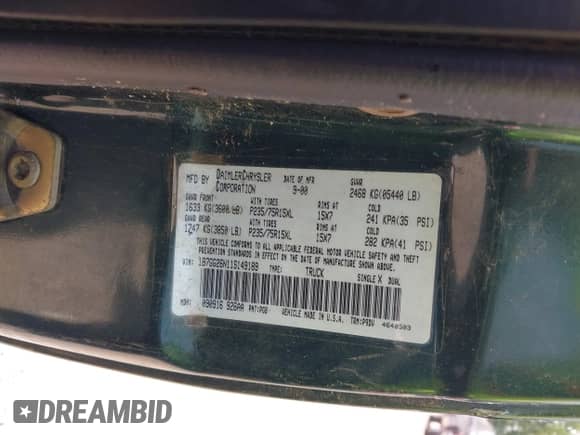 2001 Dodge Dakota Sport z VIN 1B7GG26N11S149189, wystawiony jako IAAI lot #42435137 z przebiegiem 152 363 mil mil oraz . Historia ofert i sprzedaży dostępna na DreamBid. Obrazek 9.