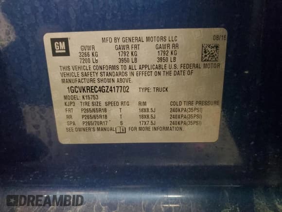 ✅ 2016 Chevrolet Silverado 1500 LT • VIN: 1GCVKREC4GZ417702 • Lot: 92256045. Listed on Copart with 43,795 mi. Free auction sales archive from the USA and detailed vehicle history report at DreamBid. Image 12.