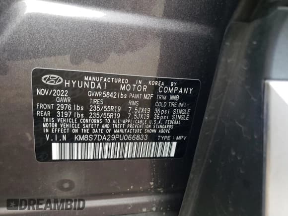 ✅ 2023 Hyundai Santa Fe Limited • VIN: KM8S7DA29PU066833 • Lot: 81000083. Wystawiony na Copart z przebiegiem 13 542 mil. Bezpłatny archiwum sprzedaży aukcyjnych z USA i szczegółowy raport historii pojazdu na DreamBid. Zdjęcie 16.