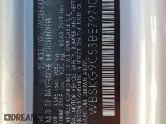 ✅ 2011 BMW M3 • VIN: WBSKG9C53BE797102 • Лот: 68184415. Опубликован ранее на Copart с пробегом Не указан. Бесплатный доступ к архиву аукционных продаж из США и подробный отчёт об истории автомобиля на DreamBid. Изображение 13.