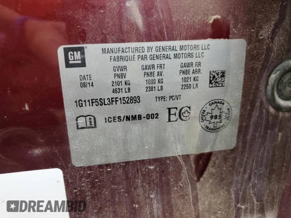 2015 Chevrolet Malibu LTZ z VIN 1G11F5SL3FF152893, wystawiony jako Copart lot #69356405 z przebiegiem 149 513 mil mil oraz Szkoda całkowita • Salvage title. Historia ofert i sprzedaży dostępna na DreamBid. Obrazek 12.