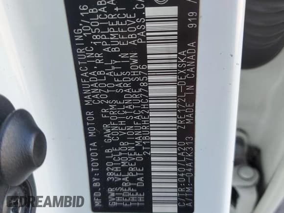 ✅ 2017 Toyota Corolla L • VIN: 2T1BURHE2HC778576 • Lot: 71243635. Listed on Copart with 112,672 mi. Free auction sales archive from the USA and detailed vehicle history report at DreamBid. Image 12.