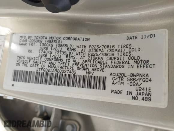 2002 Toyota Highlander с VIN JTEGD21A920027489, выставлен на аукционе IAAI как лот 43026449 с пробегом 176 051 миль миль и . История ставок и продаж доступна на DreamBid. Изображение 9.