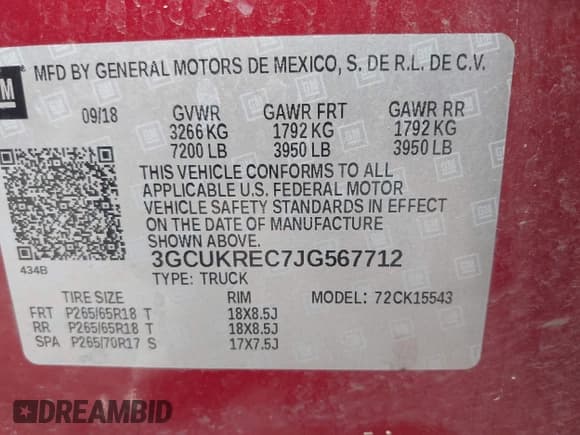 ✅ 2018 Chevrolet Silverado 1500 LT • VIN: 3GCUKREC7JG567712 • Lot: 43353088. Wystawiony na IAAI z przebiegiem 54 400 mil. Bezpłatny archiwum sprzedaży aukcyjnych z USA i szczegółowy raport historii pojazdu na DreamBid. Zdjęcie 9.