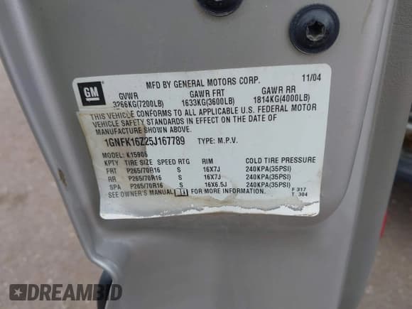 ✅ 2005 Chevrolet Suburban LT • VIN: 1GNFK16Z25J167789 • Лот: 42367356. Опубликован ранее на IAAI с пробегом 267 112 миль. Бесплатный доступ к архиву аукционных продаж из США и подробный отчёт об истории автомобиля на DreamBid. Изображение 9.