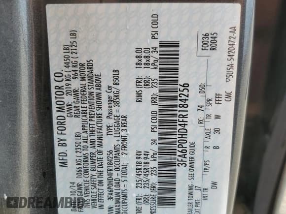 ✅ 2015 Ford Fusion SE • VIN: 3FA6P0HD4FR184256 • Лот: 60661115. Опубликован ранее на Copart с пробегом 162 654 миль. Бесплатный доступ к архиву аукционных продаж из США и подробный отчёт об истории автомобиля на DreamBid. Изображение 13.