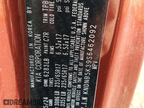 ✅ 2025 Kia Carnival LXS • VIN: KNDNB5K39S6462092 • Lot: 64713465. Wystawiony na Copart z przebiegiem 8 460 mil. Bezpłatny archiwum sprzedaży aukcyjnych z USA i szczegółowy raport historii pojazdu na DreamBid. Zdjęcie 13.