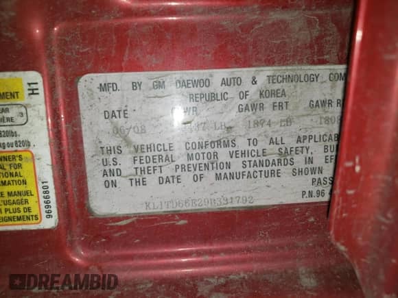 2009 Chevrolet Aveo 1LT z VIN KL1TD66E29B331792, wystawiony jako Copart lot #81171384 z przebiegiem 124 288 mil mil oraz Czysty tytuł • Clean title. Historia ofert i sprzedaży dostępna na DreamBid. Obrazek 12.