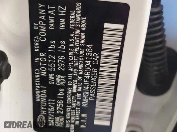 ✅ 2011 Hyundai Equus Ultimate • VIN: KMHGH4JF4BU041384 • Lot: 68520595. Wystawiony na Copart z przebiegiem 101 511 mil. Bezpłatny archiwum sprzedaży aukcyjnych z USA i szczegółowy raport historii pojazdu na DreamBid. Zdjęcie 12.