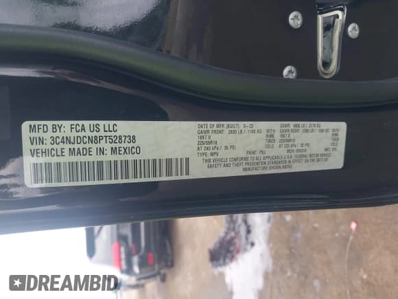 ✅ 2023 Jeep Compass Limited • VIN: 3C4NJDCN8PT528738 • Lot: 42827867. Wystawiony na IAAI z przebiegiem 38 650 mil. Bezpłatny archiwum sprzedaży aukcyjnych z USA i szczegółowy raport historii pojazdu na DreamBid. Zdjęcie 9.