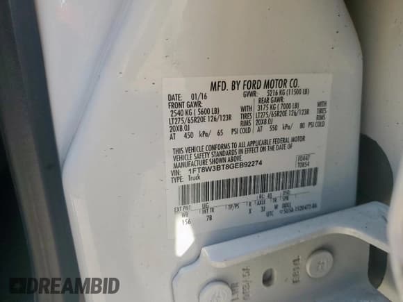 ✅ 2016 Ford F-350 Platinum • VIN: 1FT8W3BT8GEB92274 • Lot: 64411665. Wystawiony na Copart z przebiegiem 57 812 mil. Bezpłatny archiwum sprzedaży aukcyjnych z USA i szczegółowy raport historii pojazdu na DreamBid. Zdjęcie 12.