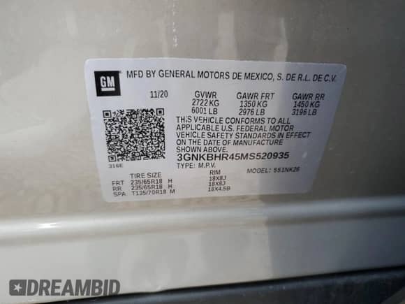 ✅ 2021 Chevrolet Blazer LT • VIN: 3GNKBHR45MS520935 • Лот: 71865565. Размещён на Copart с пробегом 32 852 миль миль. Получите бесплатный доступ к архиву аукционных продаж из США и посмотрите подробный отчёт об истории автомобиля на DreamBid. Изображение 13.