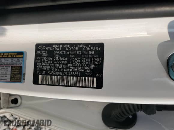 2022 Hyundai Palisade SEL с VIN KM8R3DHE7NU433851, выставлен на аукционе Copart как лот 63869904 с пробегом 31 333 миль миль и Списание • Salvage title. История ставок и продаж доступна на DreamBid. Изображение 14.