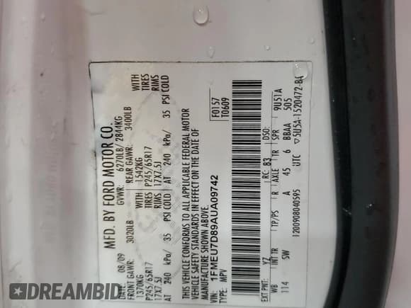 ✅ 2010 Ford Explorer XLT • VIN: 1FMEU7D89AUA09742 • Lot: 44901595. Listed on Copart with 122,509 mi. Free auction sales archive from the USA and detailed vehicle history report at DreamBid. Image 13.