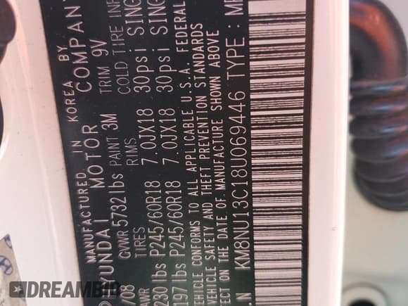 ✅ 2008 Hyundai Veracruz GLS • VIN: KM8NU13C18U069446 • Lot: 51219765. Listed on Copart with 113,218 mi. Free auction sales archive from the USA and detailed vehicle history report at DreamBid. Image 14.