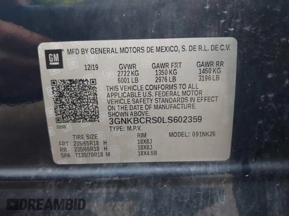 ✅ 2020 Chevrolet Blazer LT • VIN: 3GNKBCRS0LS602359 • Lot: 42235746. Listed on IAAI with 78,835 mi. Free auction sales archive from the USA and detailed vehicle history report at DreamBid. Image 9.