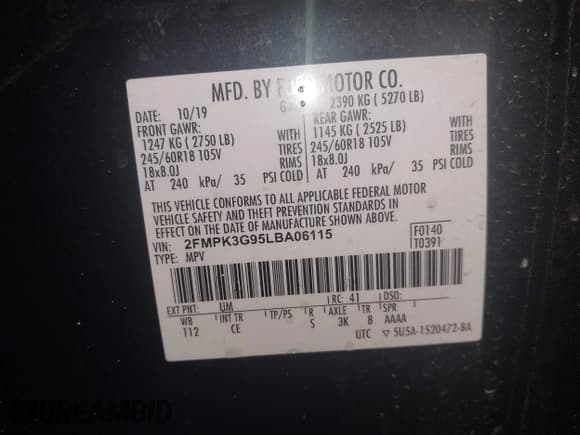 ✅ 2020 Ford Edge SE • VIN: 2FMPK3G95LBA06115 • Lot: 40884705. Wystawiony na IAAI z przebiegiem 54 712 mil. Bezpłatny archiwum sprzedaży aukcyjnych z USA i szczegółowy raport historii pojazdu na DreamBid. Zdjęcie 9.