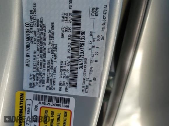 ✅ 2014 Lincoln MKZ Hybrid • VIN: 3LN6L2LUXER813280 • Лот: 83327564. Опубликован ранее на Copart с пробегом 42 998 миль. Бесплатный доступ к архиву аукционных продаж из США и подробный отчёт об истории автомобиля на DreamBid. Изображение 14.