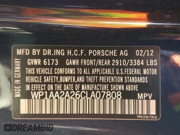 ✅ 2012 Porsche Cayenne • VIN: WP1AA2A26CLA07808 • Lot: 51509125. Listed on Copart with 75,479 mi. Free auction sales archive from the USA and detailed vehicle history report at DreamBid. Image 15.