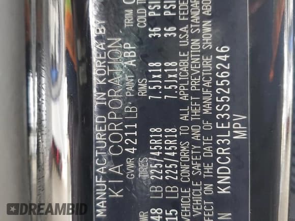 ✅ 2025 Kia Niro EX • VIN: KNDCR3LE3S5256246 • Лот: 66410105. Опубликован ранее на Copart с пробегом 3 794 миль. Бесплатный доступ к архиву аукционных продаж из США и подробный отчёт об истории автомобиля на DreamBid. Изображение 13.