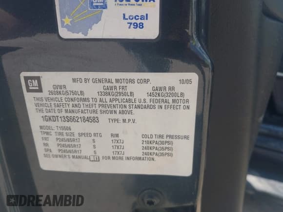 ✅ 2006 GMC Envoy SLE • VIN: 1GKDT13S662184583 • Lot: 42822019. Listed on IAAI with 152,023 mi. Free auction sales archive from the USA and detailed vehicle history report at DreamBid. Image 9.