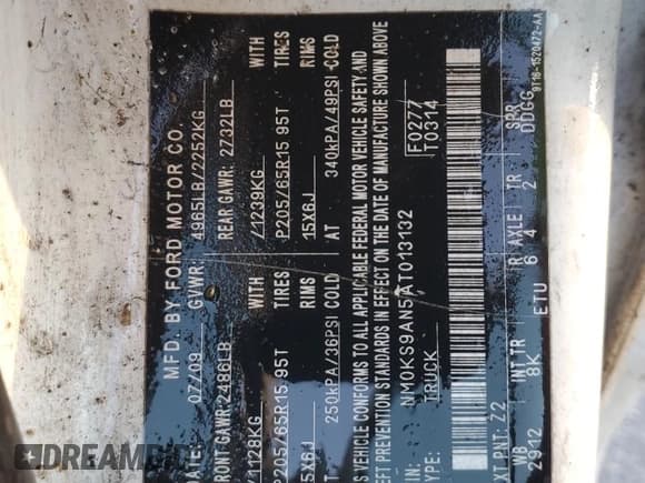 ✅ 2010 Ford Transit • VIN: NM0KS9AN5AT013132 • Lot: 85643134. Wystawiony na Copart z przebiegiem 146 054 mil. Bezpłatny archiwum sprzedaży aukcyjnych z USA i szczegółowy raport historii pojazdu na DreamBid. Zdjęcie 14.