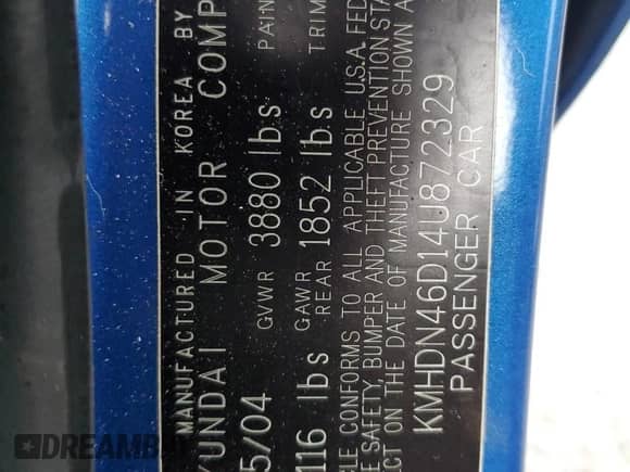 2004 Hyundai Elantra GLS с VIN KMHDN46D14U872329, выставлен на аукционе Copart как лот 75028784 с пробегом 113 312 миль миль и Списание • Salvage title. История ставок и продаж доступна на DreamBid. Изображение 14.