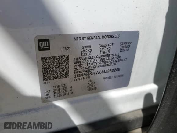 2021 Chevrolet Traverse Premier с VIN 1GNERKKW6MJ252240, выставлен на аукционе Copart как лот 67650555 с пробегом 73 966 миль миль и Списание • Salvage title. История ставок и продаж доступна на DreamBid. Изображение 14.