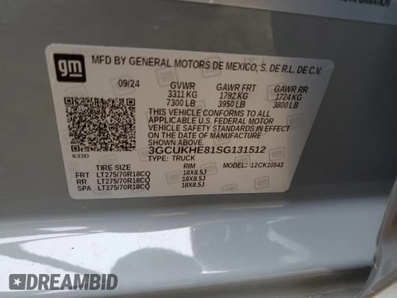 ✅ 2025 Chevrolet Silverado 1500 • VIN: 3GCUKHE81SG131512 • Лот: 53326985. Опубликован ранее на Copart с пробегом 2 852 миль. Бесплатный доступ к архиву аукционных продаж из США и подробный отчёт об истории автомобиля на DreamBid. Изображение 12.