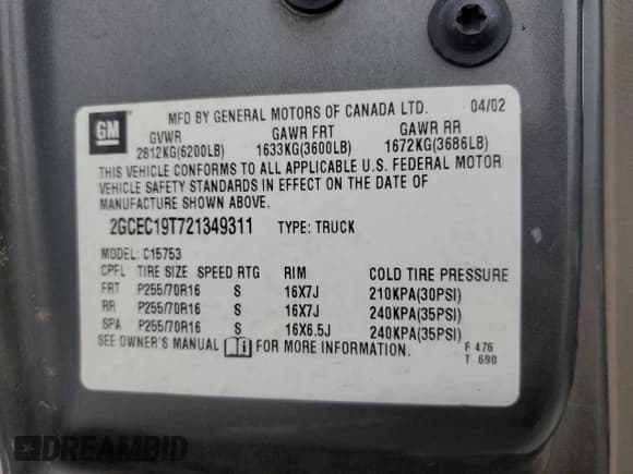 ✅ 2002 Chevrolet Silverado 1500 LS • VIN: 2GCEC19T721349311 • Лот: 70883024. Опубликован ранее на Copart с пробегом Не указан. Бесплатный доступ к архиву аукционных продаж из США и подробный отчёт об истории автомобиля на DreamBid. Изображение 12.