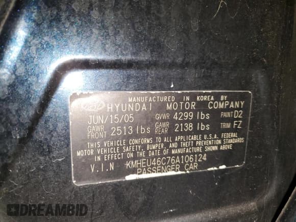 ✅ 2006 Hyundai Sonata GLS • VIN: KMHEU46C76A106124 • Лот: 87403524. Опубликован ранее на Copart с пробегом 178 668 миль. Бесплатный доступ к архиву аукционных продаж из США и подробный отчёт об истории автомобиля на DreamBid. Изображение 12.