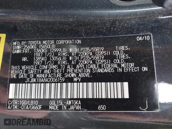 ✅ 2010 Lexus RX 350 • VIN: JTJBK1BA8A2006159 • Lot: 43718627. Wystawiony na IAAI z przebiegiem 139 742 mil. Bezpłatny archiwum sprzedaży aukcyjnych z USA i szczegółowy raport historii pojazdu na DreamBid. Zdjęcie 9.