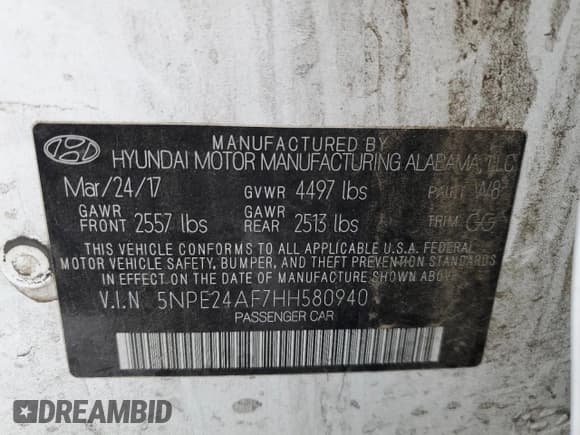 ✅ 2017 Hyundai Sonata SE • VIN: 5NPE24AF7HH580940 • Лот: 68004902. Опубликован ранее на Copart с пробегом 98 379 миль. Бесплатный доступ к архиву аукционных продаж из США и подробный отчёт об истории автомобиля на DreamBid. Изображение 13.