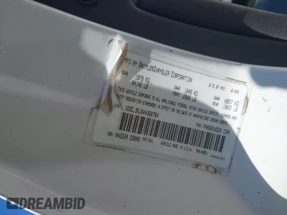 ✅ 2004 Dodge Stratus • VIN: 1B3EL36J64N366764 • Lot: 43541582. Wystawiony na IAAI z przebiegiem 228 389 mil. Bezpłatny archiwum sprzedaży aukcyjnych z USA i szczegółowy raport historii pojazdu na DreamBid. Zdjęcie 9.