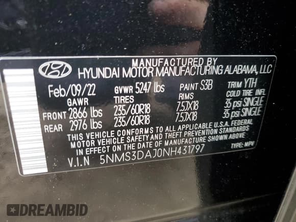 ✅ 2022 Hyundai Santa Fe SEL • VIN: 5NMS3DAJ0NH431797 • Lot: 65396533. Wystawiony na Copart z przebiegiem 8 995 mil. Bezpłatny archiwum sprzedaży aukcyjnych z USA i szczegółowy raport historii pojazdu na DreamBid. Zdjęcie 12.