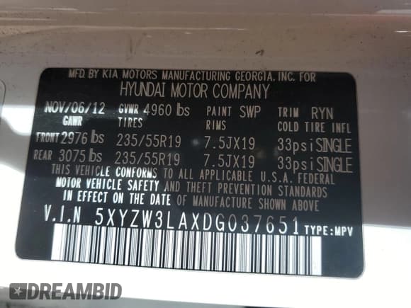✅ 2013 Hyundai Santa Fe Sport • VIN: 5XYZW3LAXDG037651 • Lot: 92048445. Wystawiony na Copart z przebiegiem 146 861 mil. Bezpłatny archiwum sprzedaży aukcyjnych z USA i szczegółowy raport historii pojazdu na DreamBid. Zdjęcie 12.