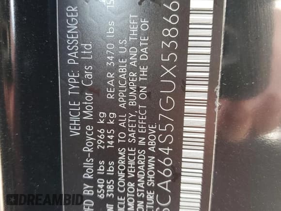 ✅ 2016 Rolls-Royce Ghost • VIN: SCA664S57GUX53866 • Lot: 71856865. Wystawiony na Copart z przebiegiem 43 318 mil. Bezpłatny archiwum sprzedaży aukcyjnych z USA i szczegółowy raport historii pojazdu na DreamBid. Zdjęcie 12.