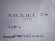 ✅ 2017 Tesla Model S 60 • VIN: 5YJSA1E19HF215502 • Lot: 42667040. Listed on IAAI with 74,627 mi. Free auction sales archive from the USA and detailed vehicle history report at DreamBid. Image 16.