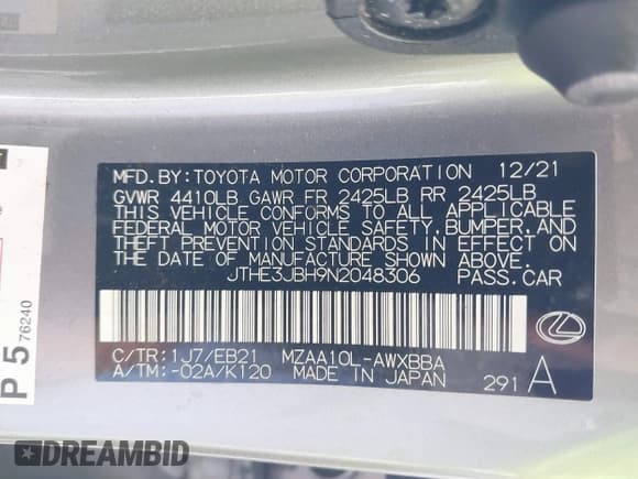 ✅ 2022 Lexus UX 200 F Sport • VIN: JTHE3JBH9N2048306 • Лот: 42516590. Опубликован ранее на IAAI с пробегом 73 139 миль. Бесплатный доступ к архиву аукционных продаж из США и подробный отчёт об истории автомобиля на DreamBid. Изображение 9.