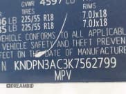 ✅ 2019 Kia Sportage EX • VIN: KNDPN3AC3K7562799 • Lot: 43202208. Listed on IAAI with 83,627 mi. Free auction sales archive from the USA and detailed vehicle history report at DreamBid. Image 9.