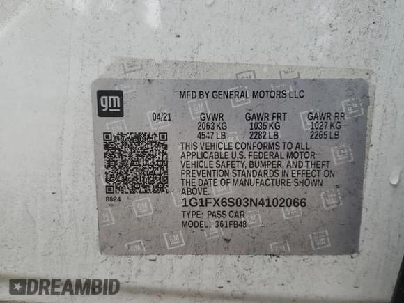 ✅ 2022 Chevrolet Bolt EV 2LT • VIN: 1G1FX6S03N4102066 • Lot: 71016084. Listed on Copart with 32,291 mi. Free auction sales archive from the USA and detailed vehicle history report at DreamBid. Image 12.