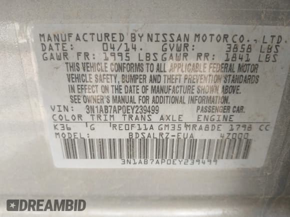 ✅ 2014 Nissan Sentra S • VIN: 3N1AB7AP0EY239499 • Lot: 42946049. Wystawiony na IAAI z przebiegiem 142 985 mil. Bezpłatny archiwum sprzedaży aukcyjnych z USA i szczegółowy raport historii pojazdu na DreamBid. Zdjęcie 9.