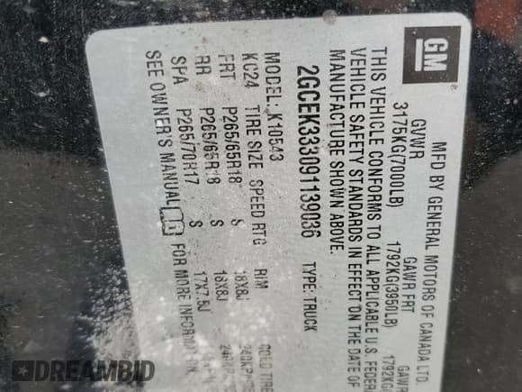 ✅ 2009 Chevrolet Silverado 1500 • VIN: 2GCEK333091139036 • Лот: 89904055. Опубликован ранее на Copart с пробегом 253 634 миль. Бесплатный доступ к архиву аукционных продаж из США и подробный отчёт об истории автомобиля на DreamBid. Изображение 12.