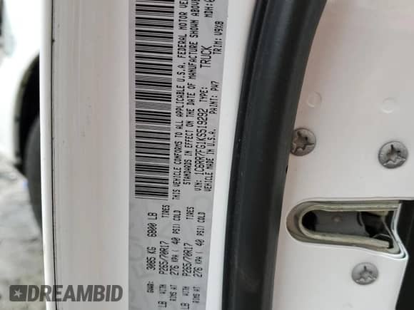 2019 Ram 1500 Express with VIN 1C6RR7FG1KS519292, listed as a Copart auction lot 41518704 with 42,188 mi miles and Salvage title. Bid and sale history available at DreamBid. Image 12.