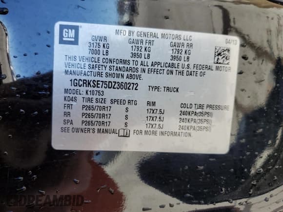 ✅ 2013 Chevrolet Silverado 1500 LT • VIN: 1GCRKSE75DZ360272 • Lot: 47519174. Listed on Copart with 265,634 mi. Free auction sales archive from the USA and detailed vehicle history report at DreamBid. Image 13.