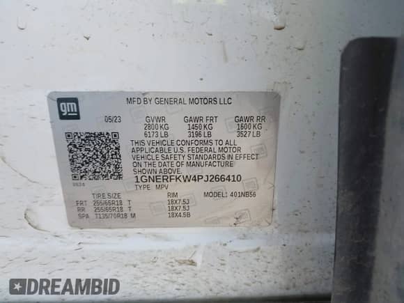 2023 Chevrolet Traverse LS z VIN 1GNERFKW4PJ266410, wystawiony jako IAAI lot #43280775 z przebiegiem 78 699 mil mil oraz . Historia ofert i sprzedaży dostępna na DreamBid. Obrazek 9.