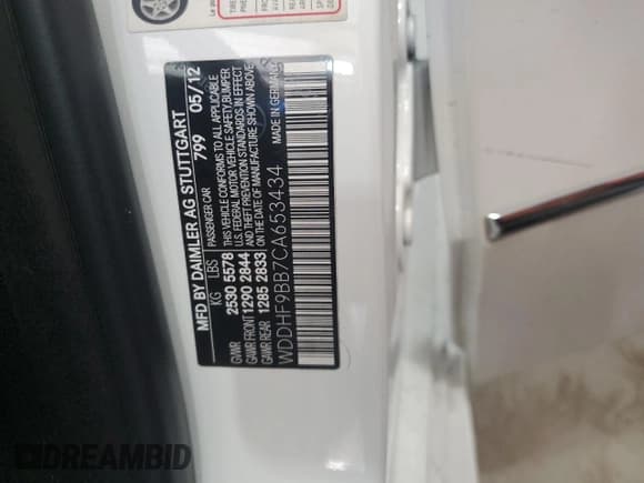 ✅ 2012 Mercedes-Benz E 550 Sport • VIN: WDDHF9BB7CA653434 • Lot: 46458925. Listed on Copart with 83,122 mi. Free auction sales archive from the USA and detailed vehicle history report at DreamBid. Image 14.