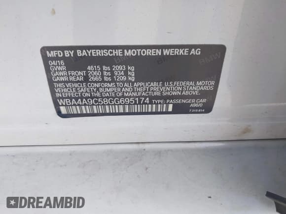 ✅ 2016 BMW 4 Series 428i • VIN: WBA4A9C58GG695174 • Лот: 42721617. Опубликован ранее на IAAI с пробегом 91 009 миль. Бесплатный доступ к архиву аукционных продаж из США и подробный отчёт об истории автомобиля на DreamBid. Изображение 9.