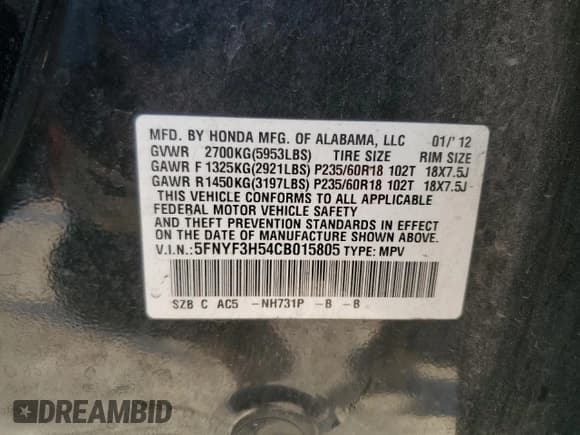 ✅ 2012 Honda Pilot EX-L • VIN: 5FNYF3H54CB015805 • Lot: 90281535. Wystawiony na Copart z przebiegiem 207 429 mil. Bezpłatny archiwum sprzedaży aukcyjnych z USA i szczegółowy raport historii pojazdu na DreamBid. Zdjęcie 14.